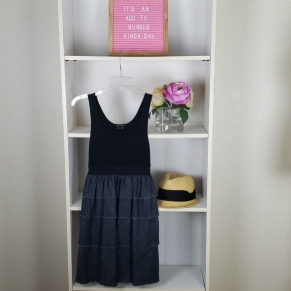 Theory Black Denim Tiered Ruffle Dress SZS/P - Picture 2 of 6